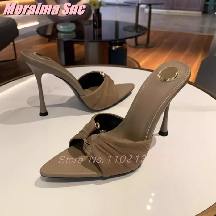 دمپایی زنانه نوک‌تیز پاشنه‌سوزنی سگک‌دار - Image 4