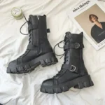 Women’s Leather Boots – Lace-Up Platform Style - Image 3