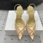 صندل پاشنه‌بلند زنانه نوک‌تیز سنگ‌ریز‌دار - Image 4