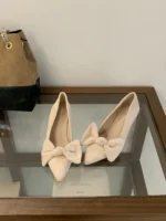 کفش مری‌جین مخملی زنانه نوک‌تیز پاشنه‌باریک - Image 3