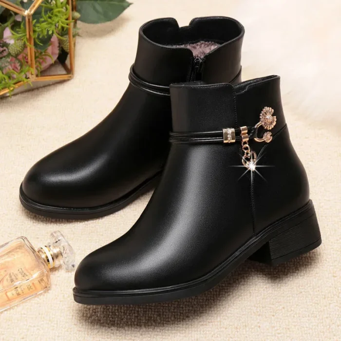 Women’s Boots – Rhinestone Leather, Warm Lined - Image 2