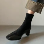نیم‌بوت زنانه نوک‌مربعی پاشنه‌کلفت - Image 6