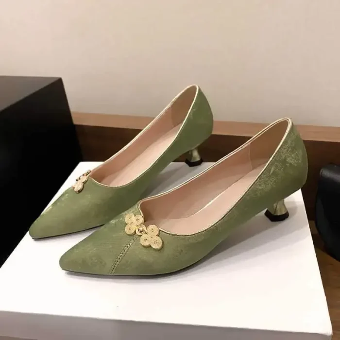 کفش زنانه ساتن پاشنه‌باریک چینی‌شیک - Image 4