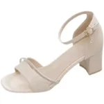 Women's Sandals Open Toe Thick Heel One Strap High Heels Summer New Fashion Fairy Style Versatile Elegant Rubber Bottom Shoes - Image 5