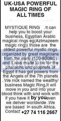 Spiritual magic ring of miracles+27 74 116 2667
