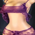 Purple Lace Bandeau Bra Set