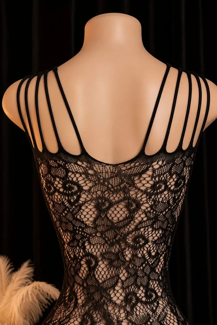 Black Lace Fishnet Bodystocking - Image 3