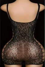 Black Heart Lace Fishnet Mini Dress - Image 3