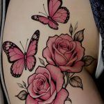 Rose Butterfly Pattern Realistic Temporary Tattoos