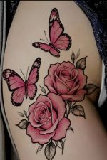 Rose Butterfly Pattern Realistic Temporary Tattoos