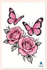 Rose Butterfly Pattern Realistic Temporary Tattoos - Image 2