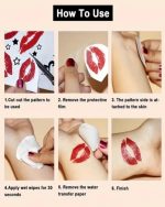 1pc Cool And Tender Red Rose Black Hollow Butterfly Temporary Tattoo Sticker - Image 4