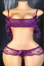 Purple Lace Bandeau Bra Set - Image 3