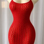 Red Backless Halter Lace Dress