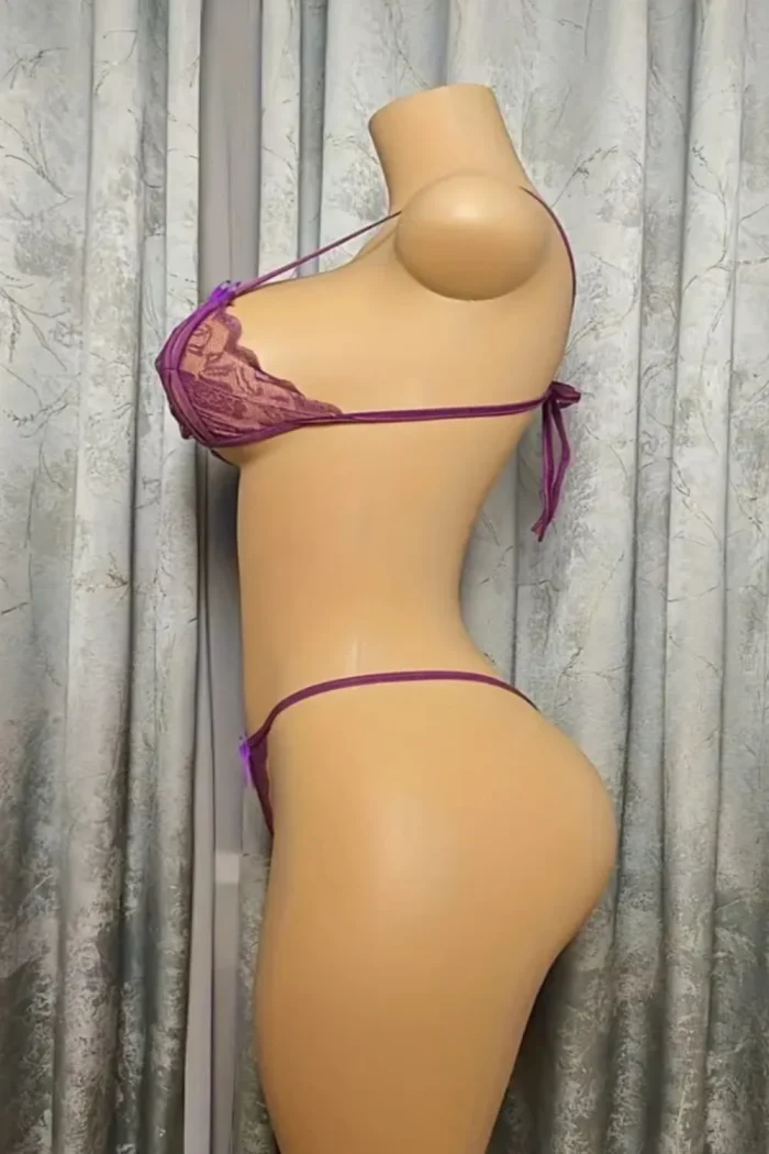 Purple Lace Open-Cup Bra Set - Image 2