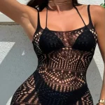 Black Crochet Beach Cover-Up Dress